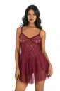 Bordo Kısa Tül Gecelik Ahu Primoda 4216