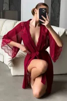 Bordo Sabahlıklı Transparan Dantel Fantezi Body Jesica Bella LB-283 Bordo farklı açı