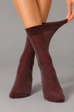 Bordo Simli Soket Çorap Bella Notte 1125