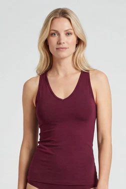 Türen Bordo V Yaka Pamuklu Kadın Atlet Türen 913/Bordo