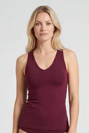 Türen Bordo V Yaka Pamuklu Kadın Atlet Türen 913/Bordo