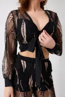 Bralet Sütyen Transparan Gömlek Ve Pantolon Takim Siyah Gallipoli MGP32486 Siyah farklı açı