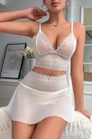 Büyük Beden Beyaz Dantel Ve Tül Detaylı Etekli Şık Fantezi Büstiyer Takım Feel Lady 75016 Beyaz farklı açı