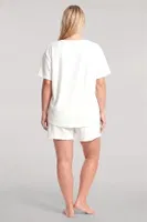 Büyük Beden Beyaz Şortlu Kadın Pijama Takımı Akbeniz 5995 Beyaz farklı açı