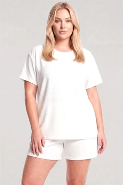 Büyük Beden Beyaz Şortlu Kadın Pijama Takımı Akbeniz 5995 - Alternatif Görünüm