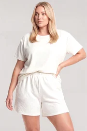 Büyük Beden Beyaz Şortlu Kadın Pijama Takımı Akbeniz 5995