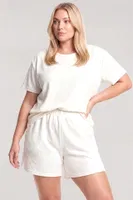 Büyük Beden Beyaz Şortlu Kadın Pijama Takımı Akbeniz 5995 Beyaz