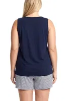 Büyük Beden Çizgili Şortlu Pijama Takımı Lacivert Akbeniz 5875 Lacivert görsel 4