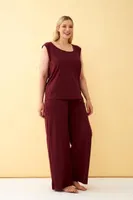 Büyük Beden Penye Alt Üst Takım Akbeniz 5636 Bordo farklı açı