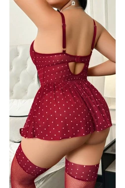 Büyük Beden Puantiyeli Fantezi Jartiyer Takım Lily Bianca LB-330 - Alternatif Görünüm