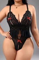 Büyük Beden Siyah Ağı Açık Fantezi Body Ruselin 8024 Siyah detay görünüm