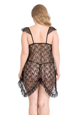 Ahu Lingerie Büyük Beden Siyah Kısa Tül Gecelik Ahu Primoda 3021 - Alternatif Görünüm