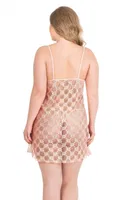 Büyük Beden Somon Fantazi Kısa Tül Gecelik Ahu Lingerie Primoda 3030 Somon detay görünüm