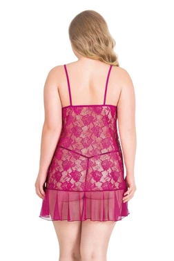 Ahu Lingerie Büyük Beden Vişne Kısa Tül Fantezi Gecelik Ahu Primoda 3028 - Alternatif Görünüm