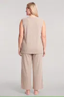 Büyük Beden Yelekli Yazlık Pijama Takımı - Bej Akbeniz 202625 Bej görsel 5