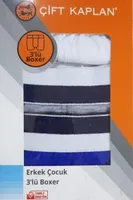 Çift Kaplan G Erkek Çocuk Üçlü Boxer 203 Lacivert-Beyaz-Turkuaz detay görünüm