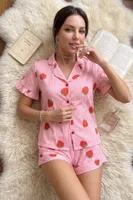 Çilek Desenli Çizgili Takım Bella Notte 7939 Pembe detay görünüm