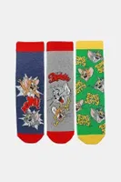 Çimpa Kadın 3'lü Tom&Jerry Desenli Renkli Yetişkin Soket Çorap Çok Renkli