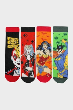 Çimpa Çimpa Kadın 4'lü Harley Quinn Desenli Renkli Soket Çorap
