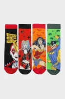 Çimpa Kadın 4'lü Harley Quinn Desenli Renkli Soket Çorap Çok Renkli