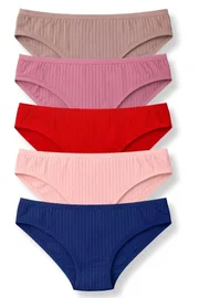 Yıldız Çamaşır Çizgili Bambu Bikini Kadın Külot Renkli 5'li Paket Yıldız 4190