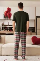 Çok Renkli Cep Detaylı Kısa Kollu Düz Üst Ekose Alt Erkek Çift Pijama Takımı Bella Notte CP-7573 Çok Renkli görsel 4