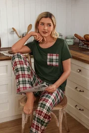 Çok Renkli Cep Detaylı Kısa Kollu Kadın Çift Pijama Takımı Bella Notte CP-7575