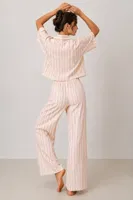 Çok Renkli Çizgili Yırtmaç Detaylı Kısa Kollu Pijama Takımı Bella Notte 77937 Çok Renkli görsel 5