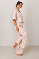 Çok Renkli Çizgili Yırtmaç Detaylı Kısa Kollu Pijama Takımı Bella Notte 77937 Çok Renkli detay görünüm