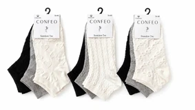 Kadın Likralı Kabartma Penye Patik Çorap 3'lü Paket Confeo C832-014 - Alternatif Görünüm