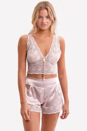 NBB Dantel Büstiyerli Saten Şort Takım NBB 3398