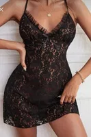 Dantel Detaylı İnce Askılı Siyah Fantezi Gecelik Feel Lady F223 Siyah görsel 5