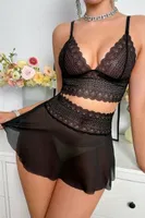 Dantel Detaylı Siyah İnce Askılı Fantazi Takım Feel Lady F217 Siyah görsel 5