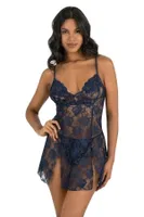 Dantelli Lacivert Kısa Tül Gecelik Ahu Lingerie Primoda 4241 Lacivert
