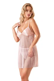 Ahu Lingerie Dantelli Somon Kısa Tül Gecelik Ahu Primoda 4236