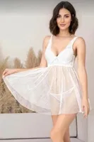 Dantelli Tül Fantezi Kadın Babydoll Nurteks 5402 Ekru farklı açı