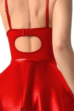 Deri Görünümlü Kırmızı Seksi Elbise Real Passione 21106 - Alternatif Görünüm