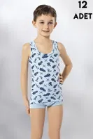 Desen Baskılı Geniş Askılı Erkek Çocuk Atlet 12'li Kota 1014 Asorti görsel 4