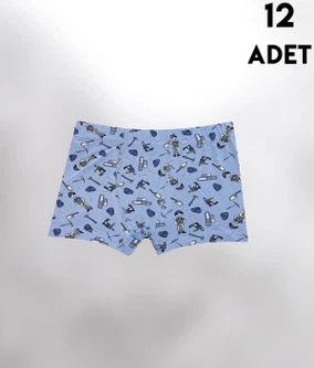 Desen Baskılı Penye Erkek Çocuk Boxer 12'li Kota 1013