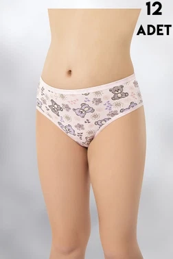 Desen Baskılı Penye Kız Çocuk Bikini Külot 12'li Kota 3402 - Alternatif Görünüm