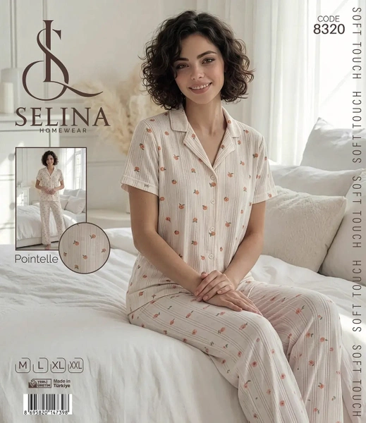 Desenli Gömlek Pijama Takımı Selina 8320