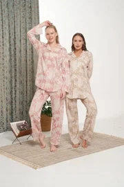 Desenli İki İplik Boydan Kadın Pijama Takımı Bone Club 6323