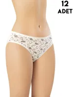 Desenli Kadın Bikini Külot 12'li Kota 5005