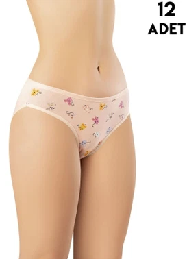 Desenli Kadın Bikini Külot 12'li Kota 5005 - Alternatif Görünüm