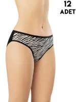 Desenli Kadın Bikini Külot 12'li Kota 5005 farklı açı
