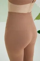 Dikişsiz Yüksek Bel Toparlayıcı Tayt NBB 2577 Vizon görsel 6