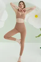 Dikişsiz Yüksek Bel Toparlayıcı Tayt NBB 2577 Vizon