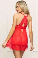 Dökümlü Kırmızı Dantel Dekolteli İnce Askılı Gecelik For Dreams 9100 Kırmızı detay görünüm