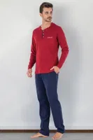 2Li Erkek Soft Doğal Pamuk Pijama Takımı DoReMi 002-000008 Bordo