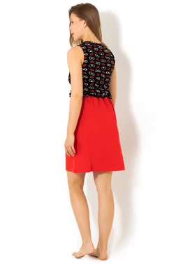 DOREMI Kolsuz Kırmızı Penye Gecelik Doremi - Alternatif Görünüm